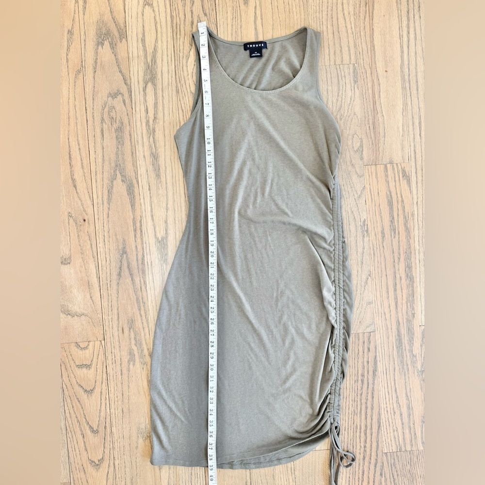Trouvé Nordstrom Women’s Olive Green Ruched Dress Size X-Small - Picture 6 of 8